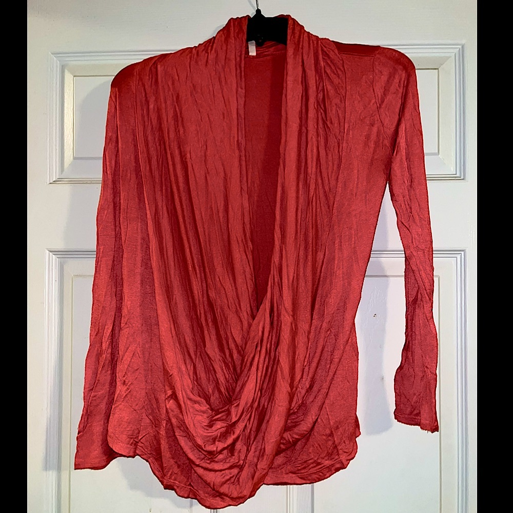 Boutique Pink Wrap Top Long Sleeve